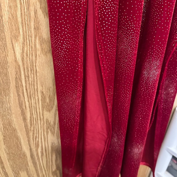 Red Velvet Sparkly Maxi Dress - Picture 4 of 6